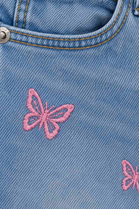 Pantaloni scurți din denim pentru femei, cu broderie și tiv decorativ SHARINA, Culoare: denim, IVET.RO - Reduceri de până la -80%