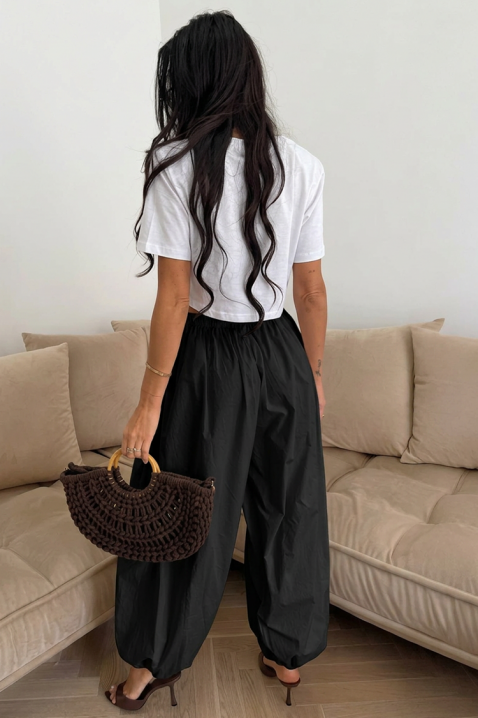 Pantaloni de damă din bumbac, de tip balon, cu talie elastică NARIAZA BLACK, Culoare: negru, IVET.RO - Reduceri de până la -80%