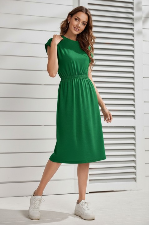 Rochie midi, cu mâneci scurte și talie elastică CALIMBRIA GREEN, Culoare: verde, IVET.RO - Reduceri de până la -80%