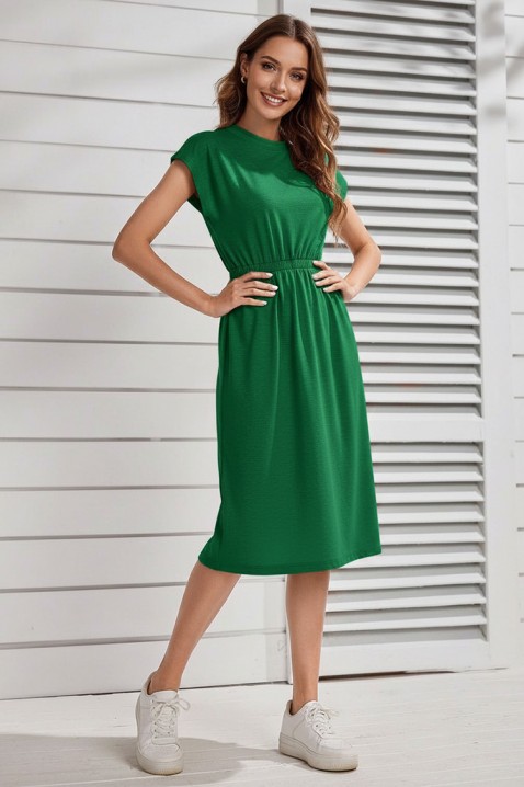 Rochie midi, cu mâneci scurte și talie elastică CALIMBRIA GREEN, Culoare: verde, IVET.RO - Reduceri de până la -80%