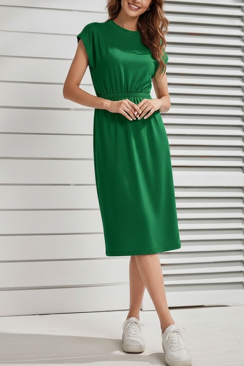 Rochie midi, cu mâneci scurte și talie elastică CALIMBRIA GREEN, Culoare: verde, IVET.RO - Reduceri de până la -80%