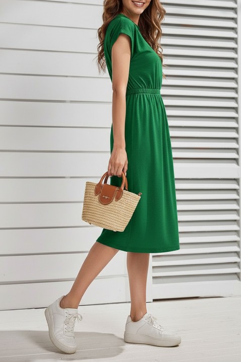 Rochie midi, cu mâneci scurte și talie elastică CALIMBRIA GREEN, Culoare: verde, IVET.RO - Reduceri de până la -80%