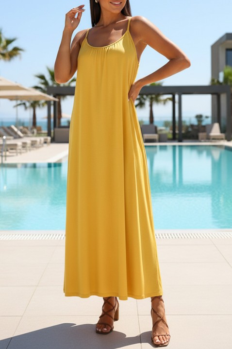 Rochie lungă cu croială lejeră și bretele subțiri MERGILA YELLOW, Culoare: galben, IVET.RO - Reduceri de până la -80%