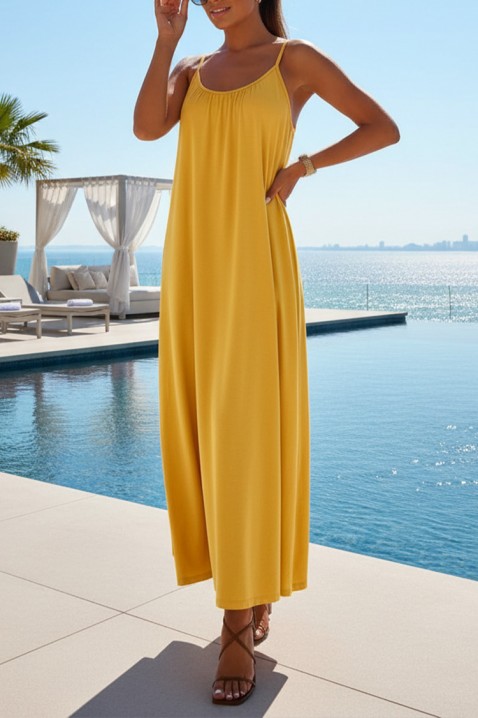 Rochie lungă cu croială lejeră și bretele subțiri MERGILA YELLOW, Culoare: galben, IVET.RO - Reduceri de până la -80%
