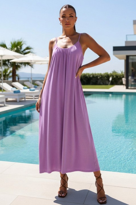 Rochie lungă cu croială lejeră și bretele subțiri MERGILA PURPLE, Culoare: lila, IVET.RO - Reduceri de până la -80%