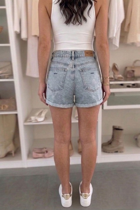 Fustă-pantalon scurtă din denim, cu talie înaltă CRENINA, Culoare: denim, IVET.RO - Reduceri de până la -80%