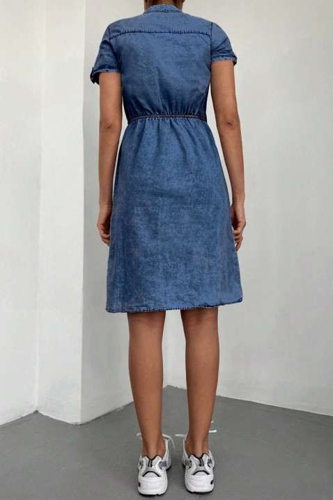 Rochie din denim cu mâneci scurte și talie elastică DENIARA NAVY, Culoare: bleumarin, IVET.RO - Reduceri de până la -80%