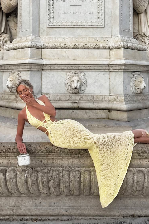 Rochie lungă de plajă din tricot, cu detalii decupate KRESTINA YELLOW, Culoare: galben, IVET.RO - Reduceri de până la -80%