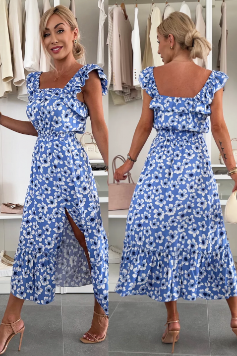 Rochie midi delicată , cu talie elastică și motiv floral DANELIANA, Culoare: multicolor, IVET.RO - Reduceri de până la -80%