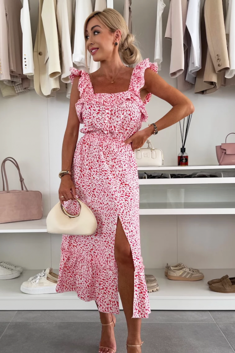 Rochie midi delicată , cu talie elastică și motiv floral KALETIANA, Culoare: multicolor, IVET.RO - Reduceri de până la -80%