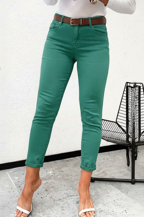 Blugi elastici pentru femei, cu curea DORIETA GREEN, Culoare: verde, IVET.RO - Reduceri de până la -80%