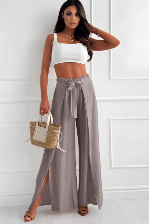 Pantaloni eleganți pentru femei, cu picioare largi și fante laterale LENTANA BEIGE, Culoare: bej, IVET.RO - Reduceri de până la -80%