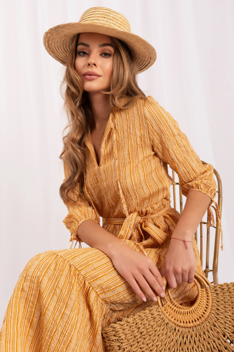 Rochie în dungi cu curea și mâneci reglabile VALENTINIA, Culoare: portocaliu, IVET.RO - Reduceri de până la -80%