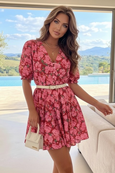 Rochie mini pentru viata de zi cu zi cu motiv floral și mâneci scurte SEMELDA, Culoare: multicolor, IVET.RO - Reduceri de până la -80%