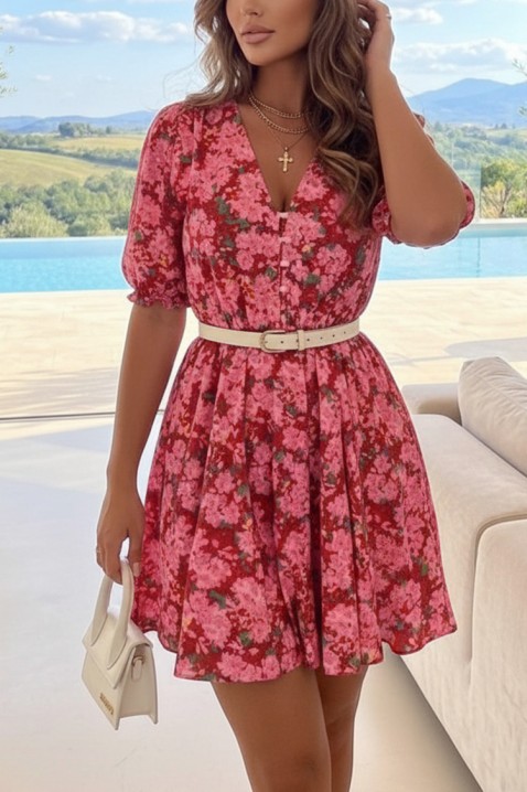 Rochie mini pentru viata de zi cu zi cu motiv floral și mâneci scurte SEMELDA, Culoare: multicolor, IVET.RO - Reduceri de până la -80%