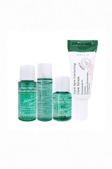 AXIS-Y The Mini Glow Set Cleanser 8 ml + Toner 5 ml + Ampoule 5 ml + Serum 5 ml + Gift Card + StickereIVET.RO - Reduceri de până la -80%