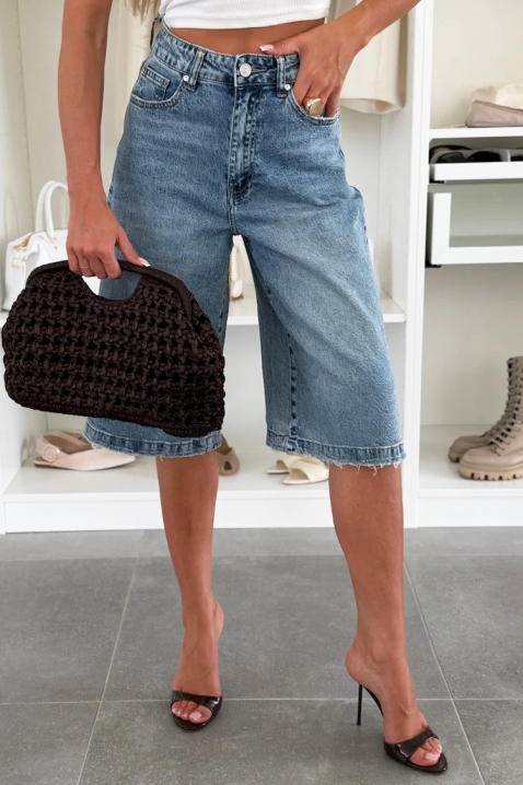 Pantaloni scurți din denim pentru femei, sub genunchi TELARIANA, Culoare: denim, IVET.RO - Reduceri de până la -80%