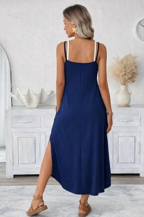 Rochie lungă cu tiv asimetric și decolteu rotund TALINIA BLUE, Culoare: albastru, IVET.RO - Reduceri de până la -80%