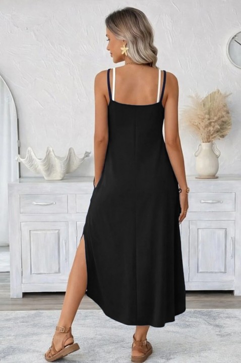Rochie lungă cu tiv asimetric și decolteu rotund TALINIA BLACK, Culoare: negru, IVET.RO - Reduceri de până la -80%