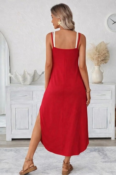 Rochie lungă cu tiv asimetric și decolteu rotund TALINIA RED, Culoare: roșu, IVET.RO - Reduceri de până la -80%