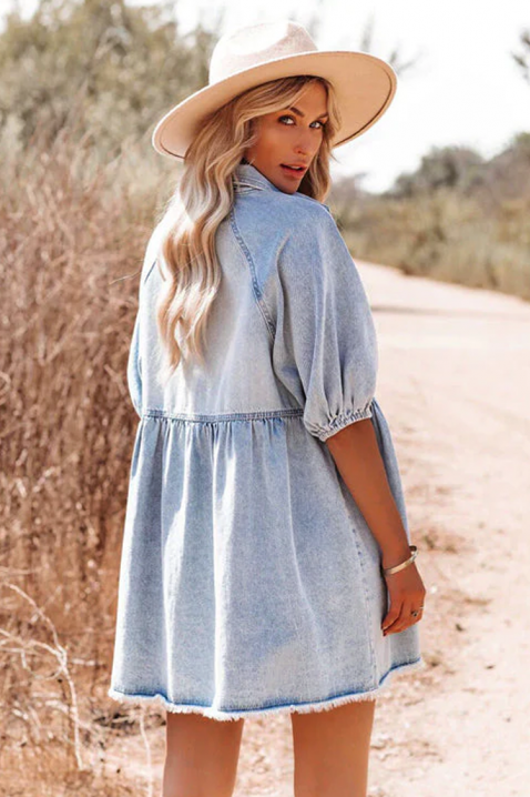 Rochie scurtă de vară din denim, cu nasturi pe toată lungimea OLBIA, Culoare: denim, IVET.RO - Reduceri de până la -80%