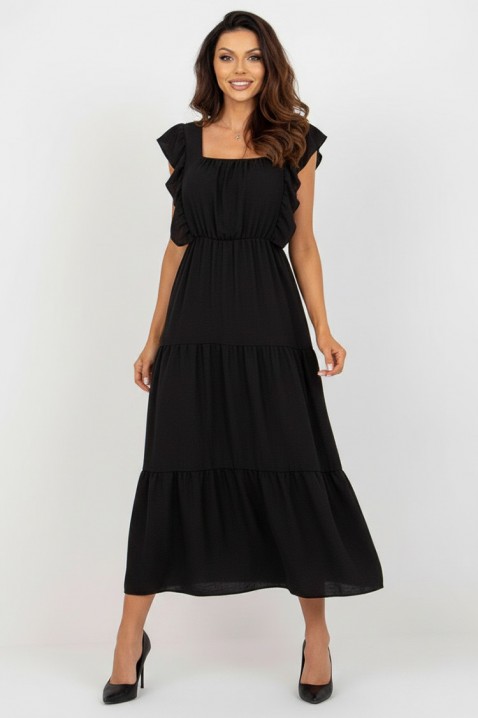 Rochie midi cu volane și croială lejeră VILARENA BLACK, Culoare: negru, IVET.RO - Reduceri de până la -80%