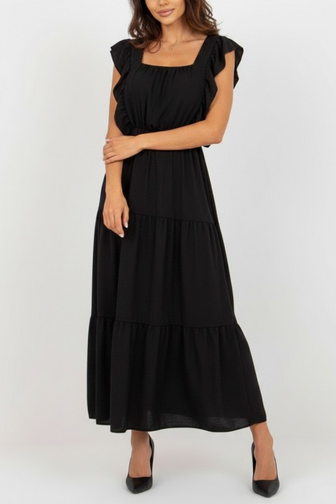 Rochie midi cu volane și croială lejeră VILARENA BLACK, Culoare: negru, IVET.RO - Reduceri de până la -80%