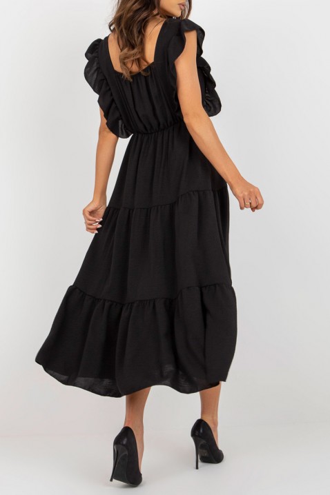 Rochie midi cu volane și croială lejeră VILARENA BLACK, Culoare: negru, IVET.RO - Reduceri de până la -80%