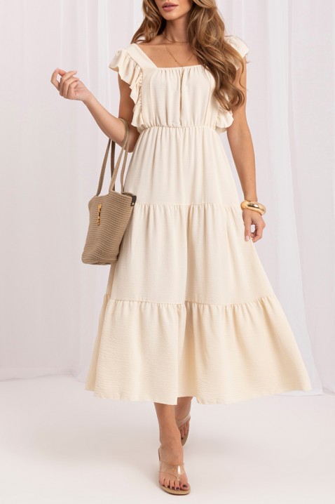 Rochie midi cu volane și croială lejeră VILARENA ECRU, Culoare: ecru, IVET.RO - Reduceri de până la -80%