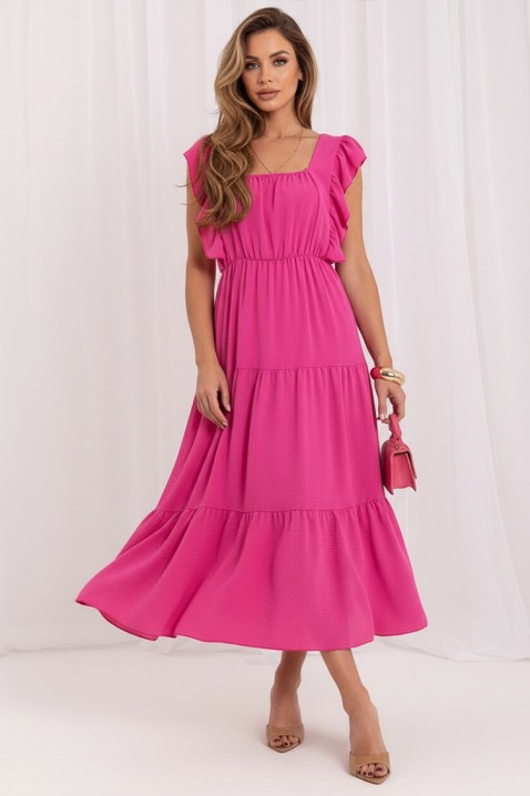 Rochie midi cu volane și croială lejeră VILARENA FUCHSIAIVET.RO - Reduceri de până la -80%