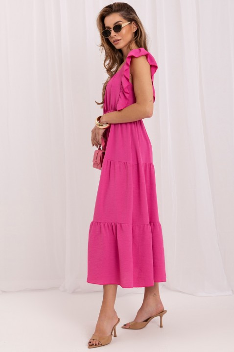 Rochie midi cu volane și croială lejeră VILARENA FUCHSIAIVET.RO - Reduceri de până la -80%