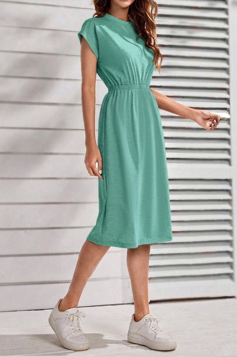 Rochie midi, cu mâneci scurte și talie elastică CALIMBRIA MINT, Culoare: mentă, IVET.RO - Reduceri de până la -80%