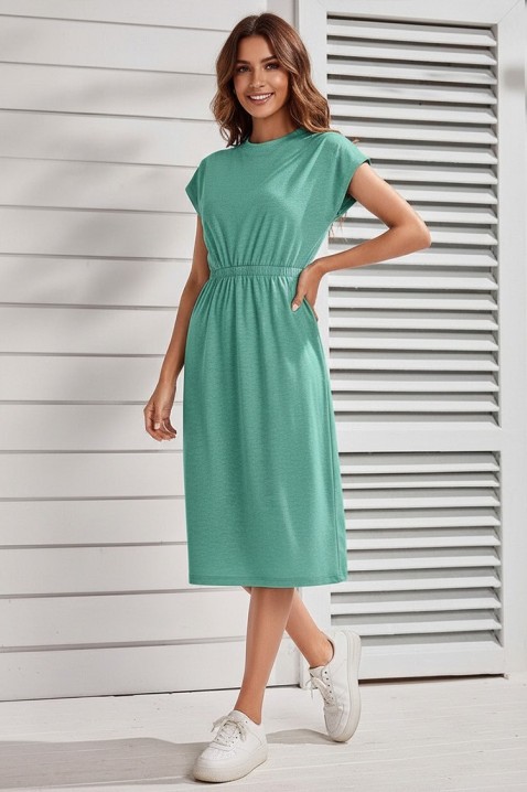 Rochie midi, cu mâneci scurte și talie elastică CALIMBRIA MINT, Culoare: mentă, IVET.RO - Reduceri de până la -80%