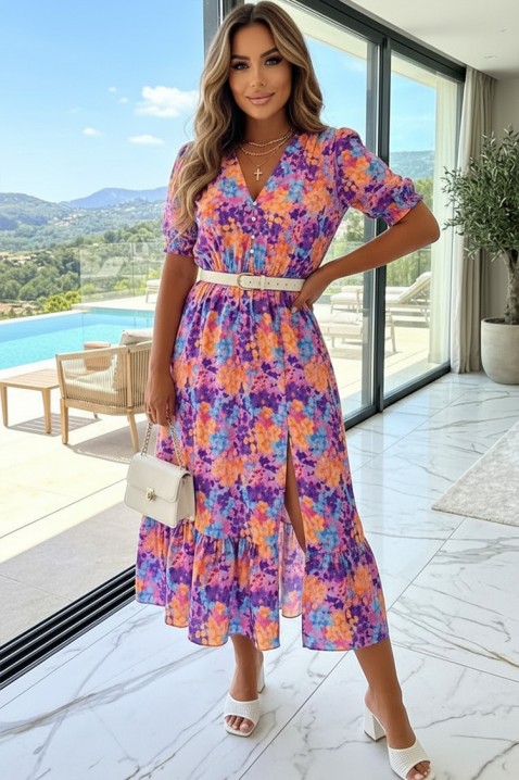 Rochie midi cu floral print, fanta și croială lejeră SEDEFIA, Culoare: multicolor, IVET.RO - Reduceri de până la -80%