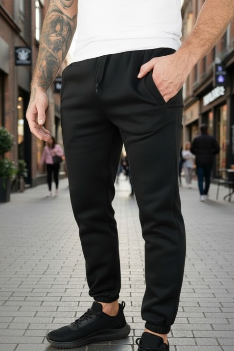 Pantaloni sport pentru bărbați, cu croială ajustată și talie elastică TERIANO, Culoare: negru, IVET.RO - Reduceri de până la -80%