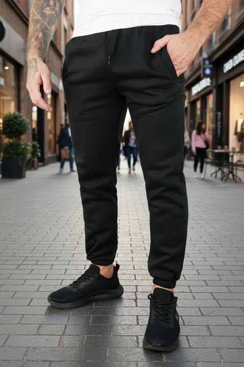 Pantaloni sport pentru bărbați, cu croială ajustată și talie elastică TERIANO, Culoare: negru, IVET.RO - Reduceri de până la -80%