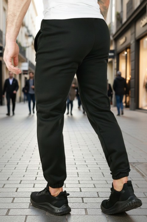 Pantaloni sport pentru bărbați, cu croială ajustată și talie elastică TERIANO, Culoare: negru, IVET.RO - Reduceri de până la -80%
