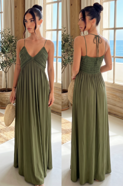 Rochie lungă în stil boho, cu bretele subțiri și spate decupat SENEDA, Culoare: verde, IVET.RO - Reduceri de până la -80%