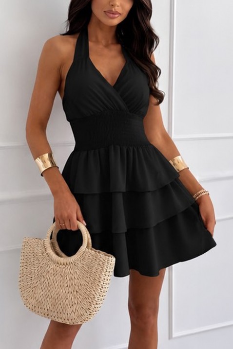 Rochie scurtă cu volane și spate decupat GALMINA BLACK, Culoare: negru, IVET.RO - Reduceri de până la -80%