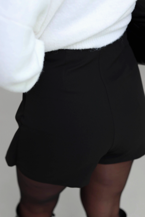 Fustă-pantalon scurtă, cu suprapunere și detaliu metalic ALBALINA BLACK, Culoare: negru, IVET.RO - Reduceri de până la -80%