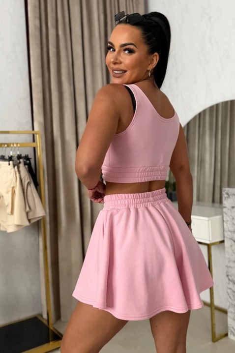Set sport pentru femei, format din un top scurt și o fustă-pantalon PLAVINA PINK, Culoare: roz, IVET.RO - Reduceri de până la -80%