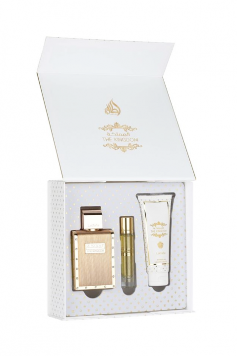 Set arabesc pentru bărbați Lattafa The Kingdom Men EDP 100 ml + EDP 12 ml + gel de duș 100 mlIVET.RO - Reduceri de până la -80%