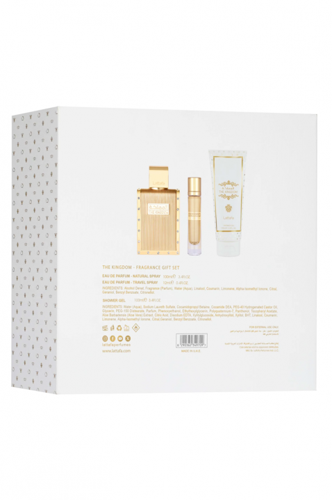 Set arabesc pentru bărbați Lattafa The Kingdom Men EDP 100 ml + EDP 12 ml + gel de duș 100 mlIVET.RO - Reduceri de până la -80%