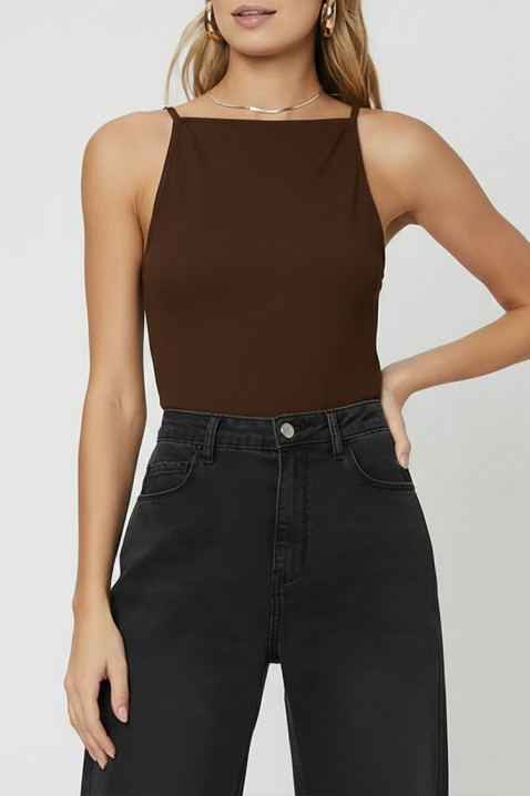 Top minimalist pentru femei, cu un design simplu CARELINA BROWN, Culoare: maro, IVET.RO - Reduceri de până la -80%