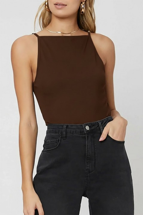 Top minimalist pentru femei, cu un design simplu CARELINA BROWN, Culoare: maro, IVET.RO - Reduceri de până la -80%