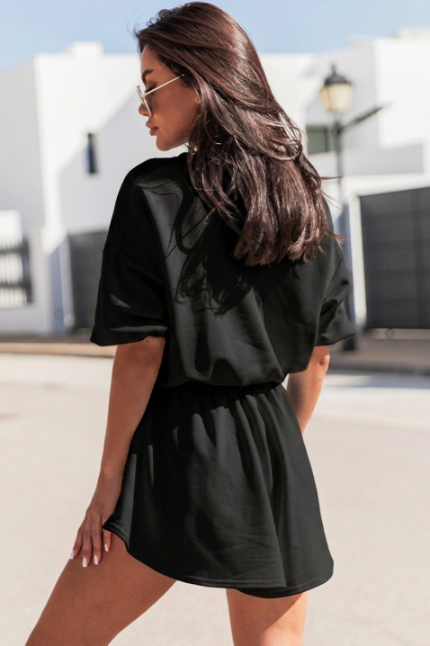 Set pentru femei format dintr-o bluză largă și o fustă-pantalon scurtă, evazată TORIENA BLACK, Culoare: negru, IVET.RO - Reduceri de până la -80%