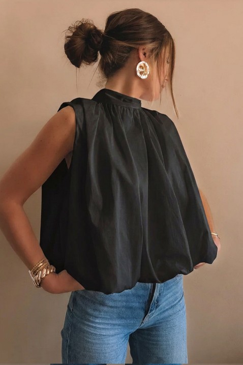 Top elegant pentru femei, cu spatele decupat și o panglică cochetă NERINITA BLACK, Culoare: negru, IVET.RO - Reduceri de până la -80%