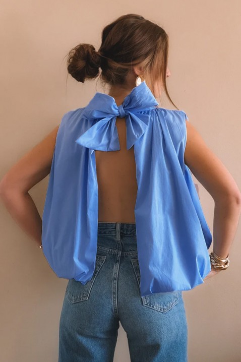 Top elegant pentru femei, cu spatele decupat și o panglică cochetă NERINITA BLUE, Culoare: albastru, IVET.RO - Reduceri de până la -80%