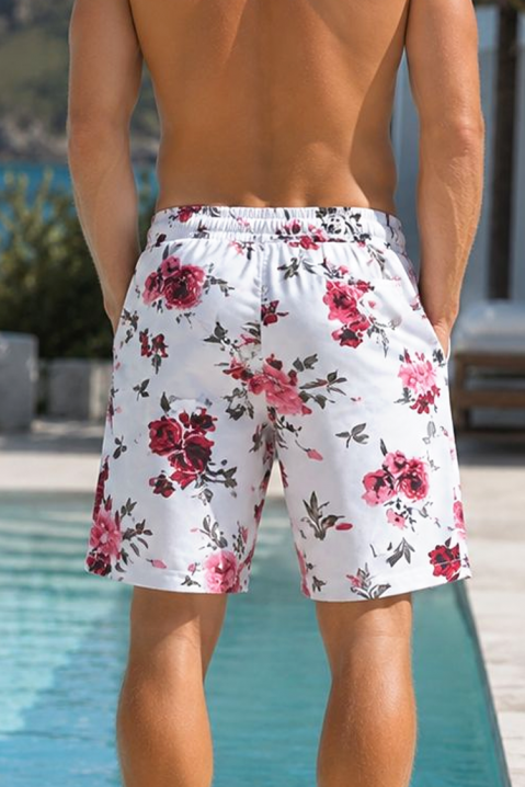 Pantaloni scurți de înot pentru bărbați,cu motiv floral și talie reglabilă, Culoare: multicolor, IVET.RO - Reduceri de până la -80%