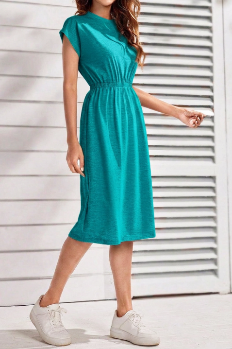 Rochie midi, cu mâneci scurte și talie elastică CALIMBRIA MINT, Culoare: mentă, IVET.RO - Reduceri de până la -80%